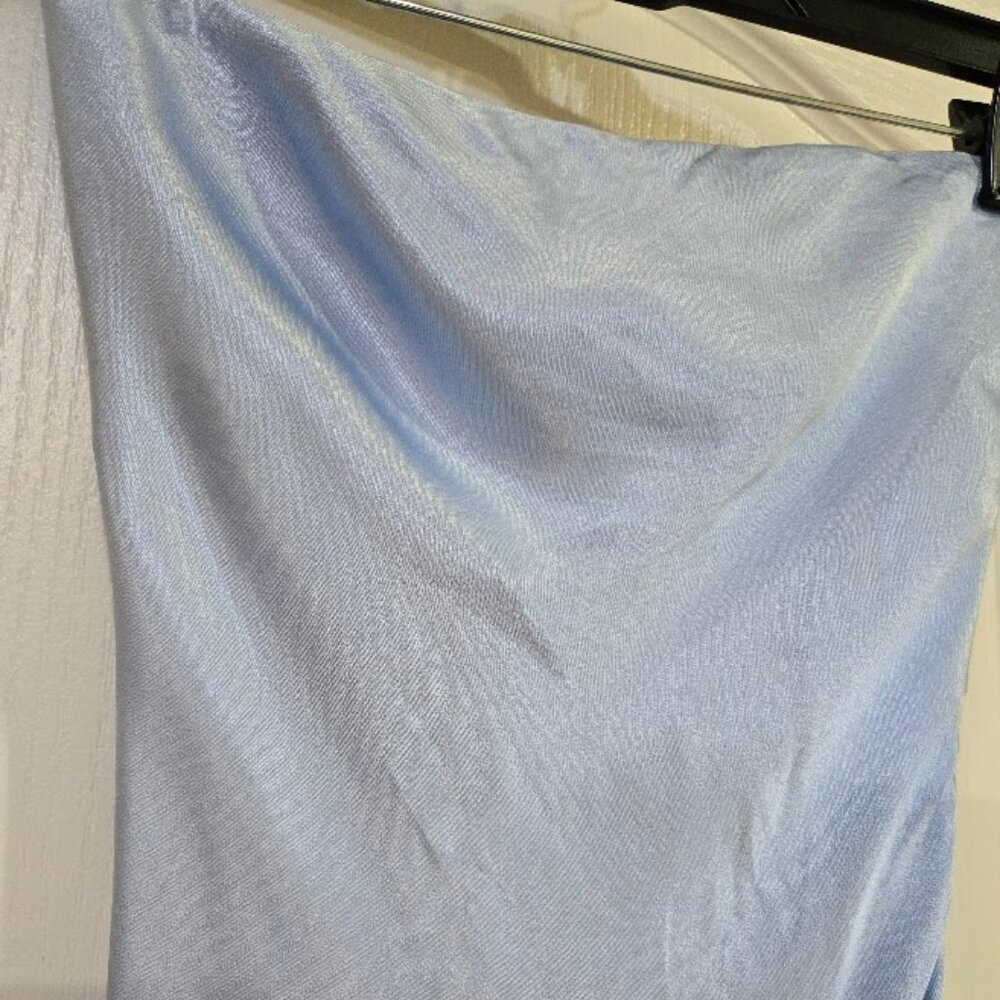 Strapless Satin Midi Dress in Pale Blue - Picture 5 of 11